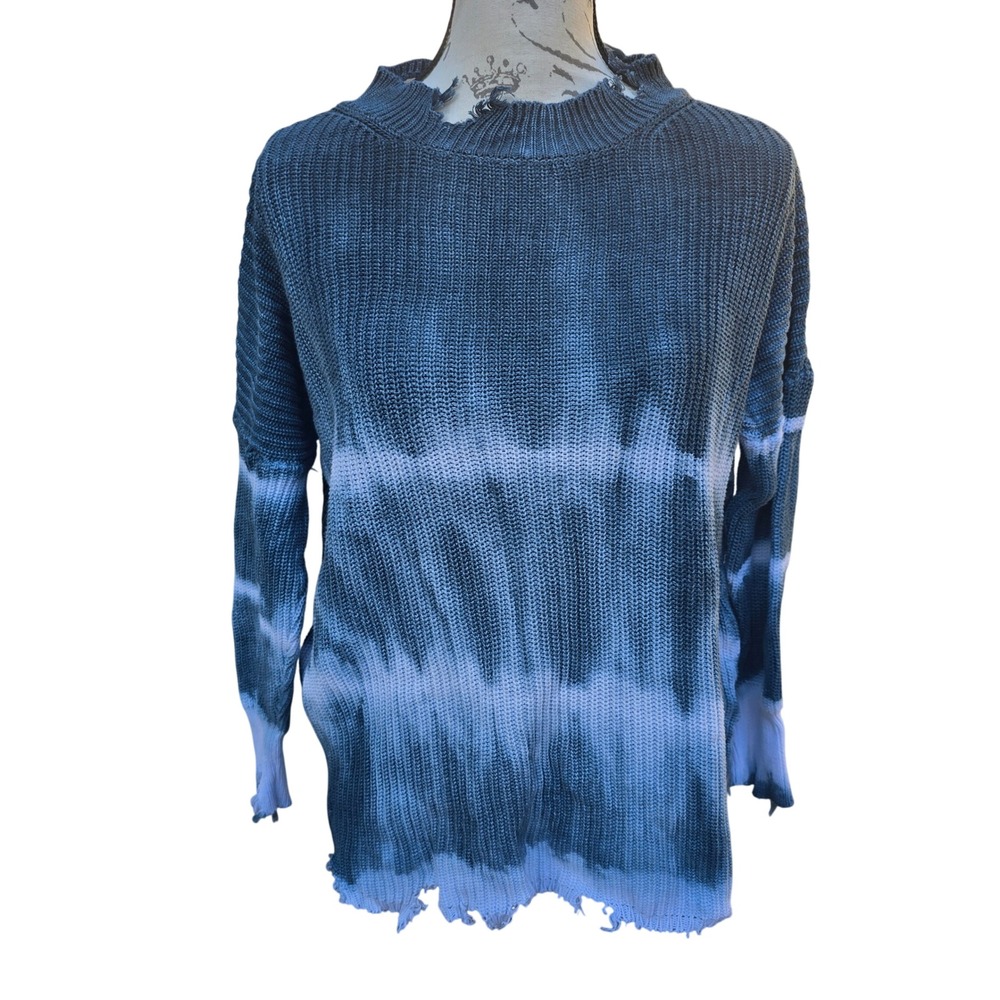 Superdown Gray Tie Dye Knit Pullover Distressed S… - image 2